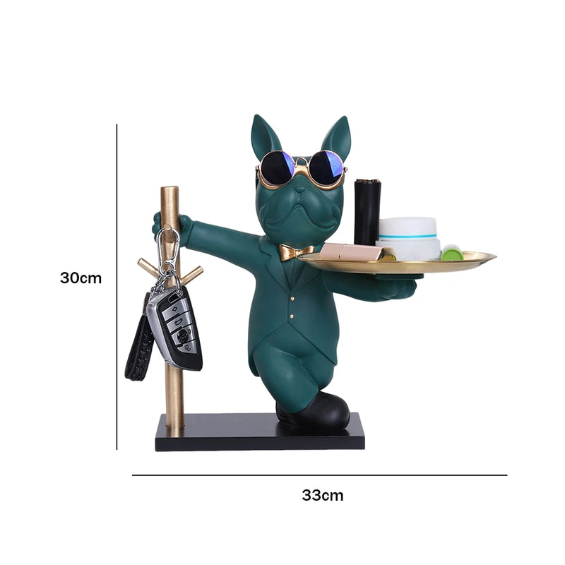 Estátua Bulldog com bandeja - CasaZaki